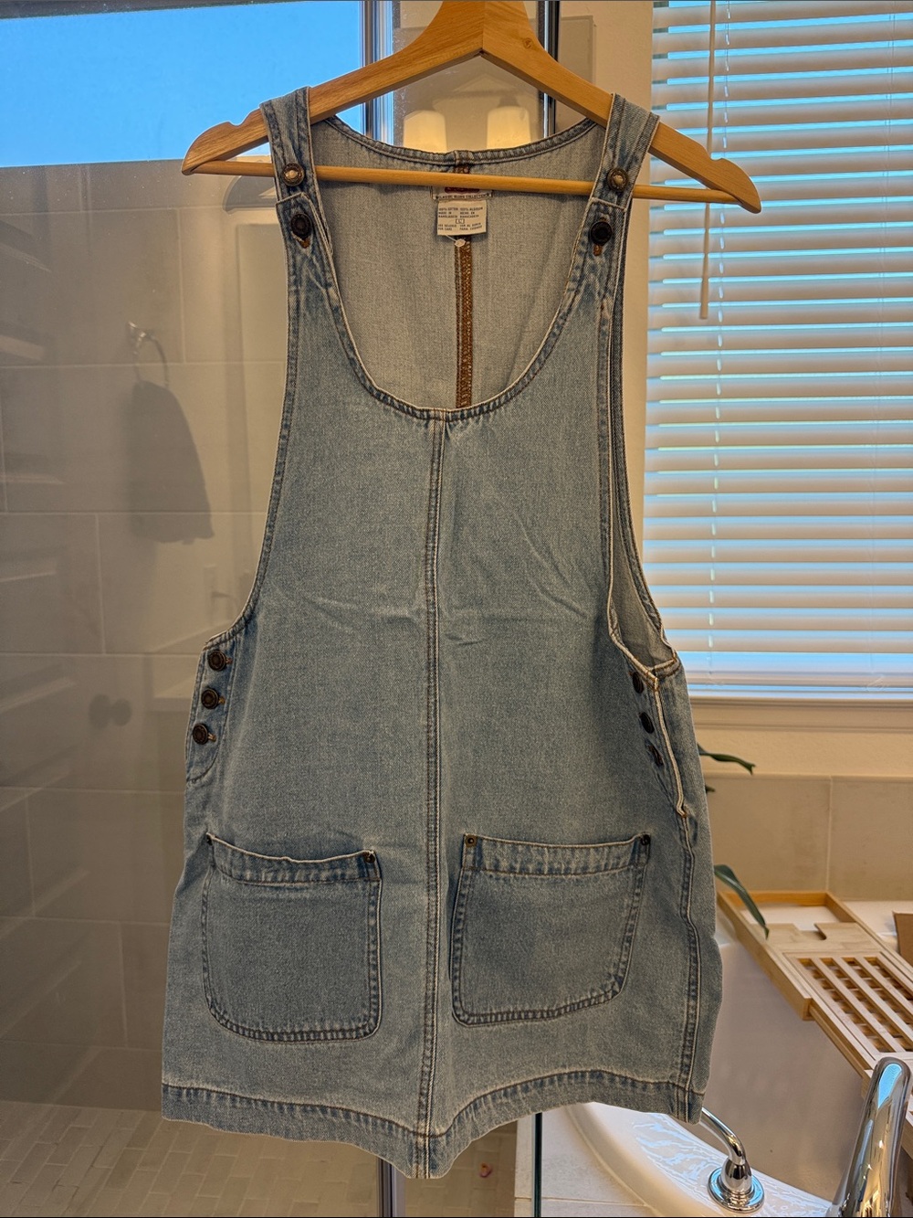 Denim Pinafore Dress - Light Blue